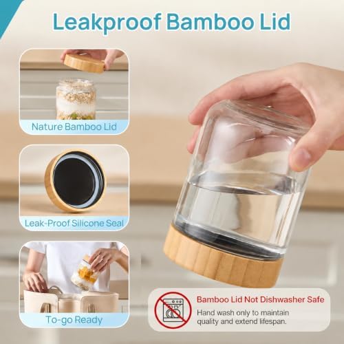 Vtopmart 6 Pack 16oz Glass Overnight Oats Containers with Bamboo Lids