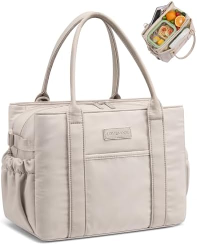 LOVEVOOK Insulated Lunch Bag Women with Triple Compartments & Bottle Holder