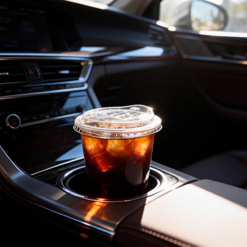 Turbo Bee 16oz Plastic Cups with Lids, 100 Pack, Iced Coffee Cups with Lids