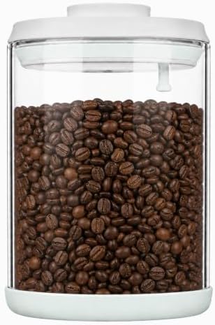 POP Glass Airtight Food-Jar With-Lid - 2.2Qt/2L Clear glass container | Stackable One-Touch Opening | For Cookie, Candy, Sugar, Flour, Nuts，Coffee