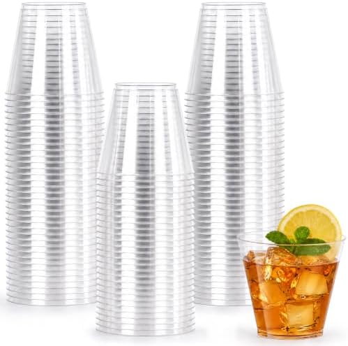Hioasis 9 Ounce Clear Plastic Cups, 200-Pack, Disposable Cups