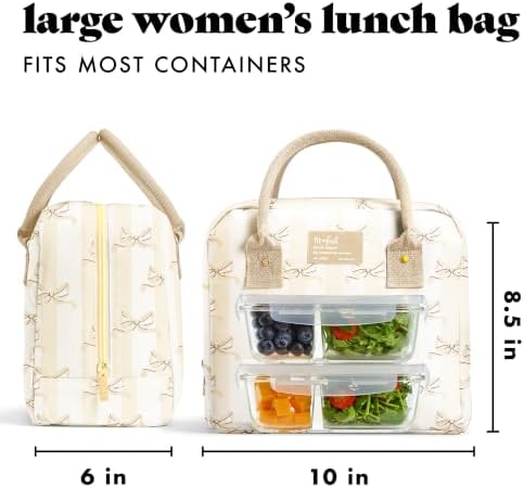 Fit & Fresh Bloomington Lunch Bag for Women - Insulated Large Lunch Box for Work with Containers, Leak-Resistant