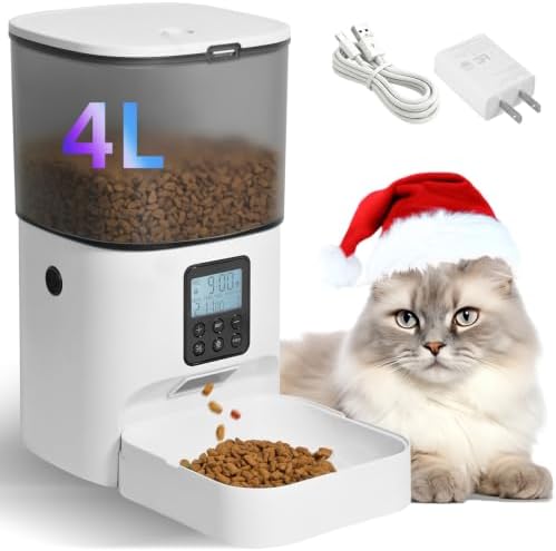 ANDOLL HOME Automatic Cat Feeder, Cat Food Dispenser with 10s Voice Recorder, Pet Feeder up to 8 Meals per Day, Timed Feeder with Dry Food Sealed Ring