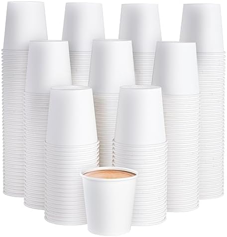 JOLLY PARTY 300Pack 6oz Disposable Paper Coffee Cups White Hot Coffee Cups