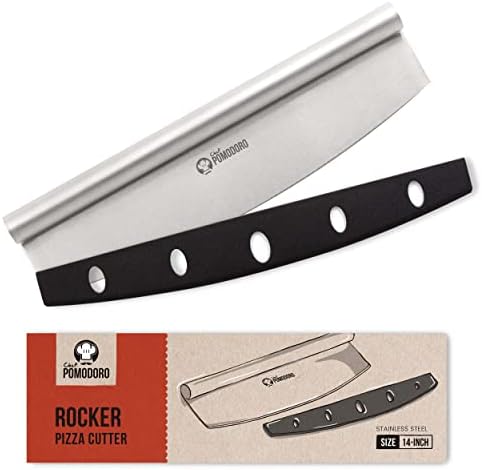 Chef Pomodoro Pizza Cutter Rocker, Mezzaluna Rocking Pizza Cutter, 14 inch