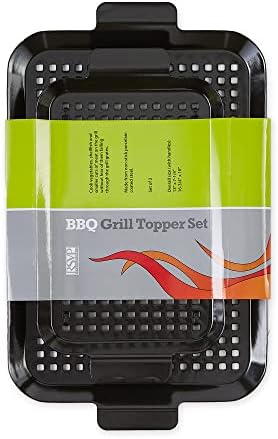 RSVP International Porcelain Coated Steel BBQ Grill Tray/Pan, Outdoor Barbeque Grilling Accessories for Cooking Fish & Vegetables, Dishwasher Safe, Small, 13x7.25/Medium, 16.75x10"