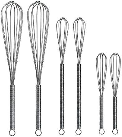 Mini Whisk 6 Pack - 2pk of 8”, 2pk of 7.2” and 2pk of 5” - Stainless Steel