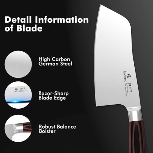 imarku 7 Inch Meat Cleaver, SUS440A Japanese Steel, Ergonomic Handle