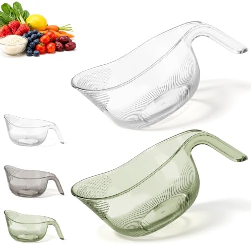 2-In-1 Rice Washing Strainer Bowl, Food‑Grade Plastic with Ergonomic Handle