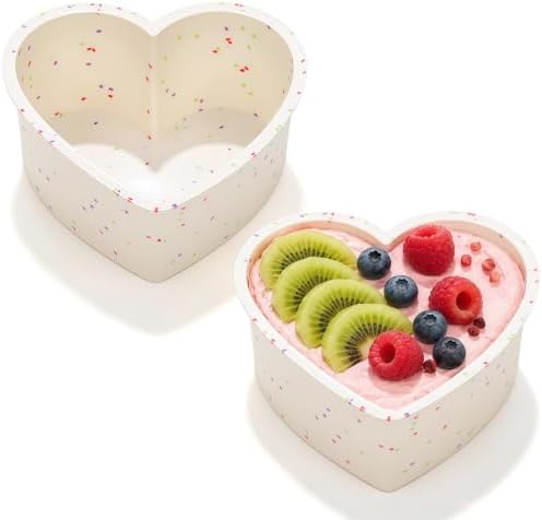 4 Inch Mini Heart Shaped Cake Pans, Cream, Set of 2