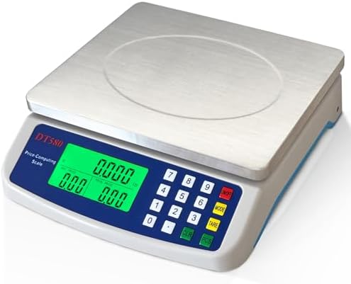 Large Digital Kitchen Scale 40kg/88lb Stainless Steel Price Computing Scale Counting Scale Deli Scale with LCD Display for Baking Bread Cooking Meat Prep Parts and Coins Adapter Included