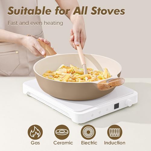 SENSARTE Ceramic Cookware Sets, Pots and Pans Set Nonstick, 20-Piece Induction Cookware, Non-toxic Healthy Non Stick Kitchen Cooking Set with Stay-Cool Handles, PFAS PTFE PFOA PFOS Free