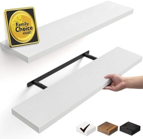 BAYKA White Floating Shelves 35.4in, Set of 2, Wall Mounted for Wall Decor