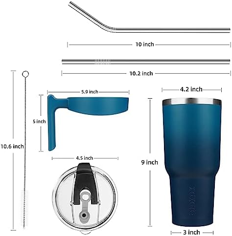 BJPKPK 40 oz Tumbler with Handle & Straw, Insulated Stainless Steel Mug