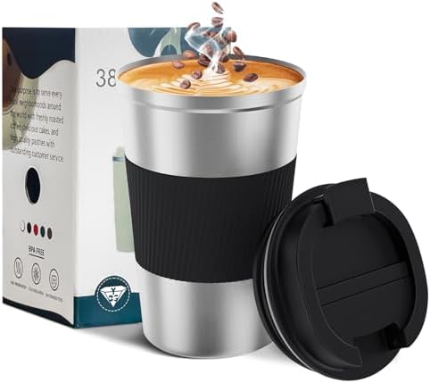 Insulated Travel Coffee Mug, Stainless Steel Coffee Cup with Leakproof Lid