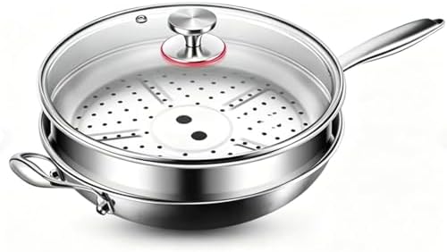 Toutrop 13Inch Titanium Wok with Lid,Titanium Wok Pan for Cooking,Non Stick Wok Pan With Steamer Basket,No Coating Titanium Frying Pans,PFAS/PFOA/PTFE Free Cookware