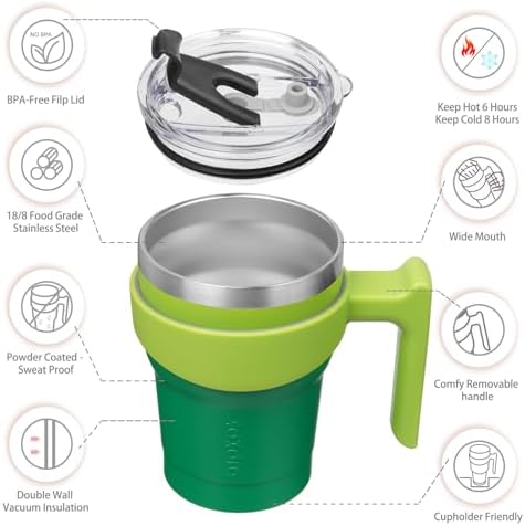 BJPKPK 10 oz Mini Tumbler with Lid, Straw & Handle, Insulated Steel Cup