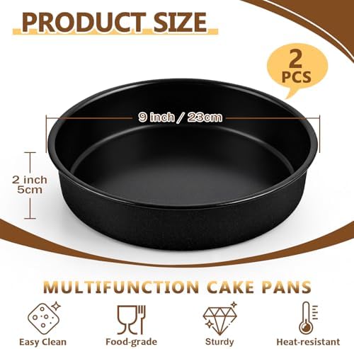 P&P CHEF 9 Inch Cake Pan Set of 2, 2 Pcs Nonstick Round Cake Baking Pans
