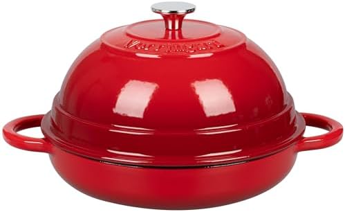 VORRINGARD Cast Iron Enameled Dutch Oven Pot with Lid for Bread Baking, Bread Oven, 6 Quart, Red