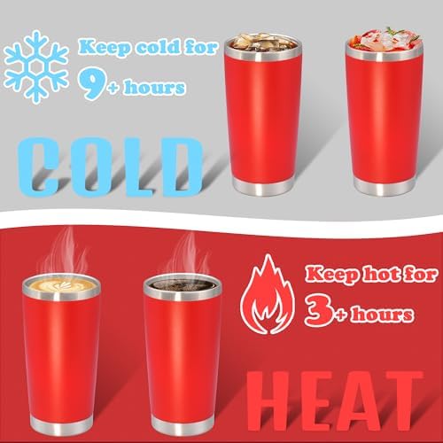 20 oz Tumbler Insulated Tumblers Stainless Steel Coffee Mug,Red 12PCS