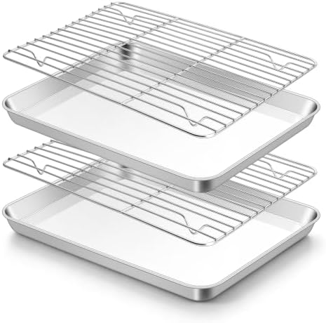 TeamFar Stainless Steel Baking Sheet with Rack Set, 12.5"x 9.5"x1"