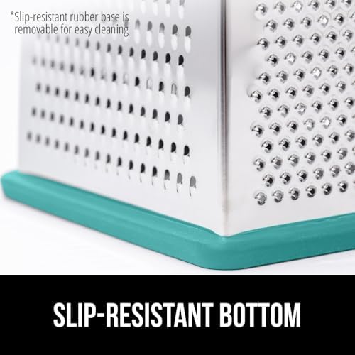 GORILLA GRIP® XL 4-Sided Stainless Steel BPA-Free Cheese Grater, Turquoise