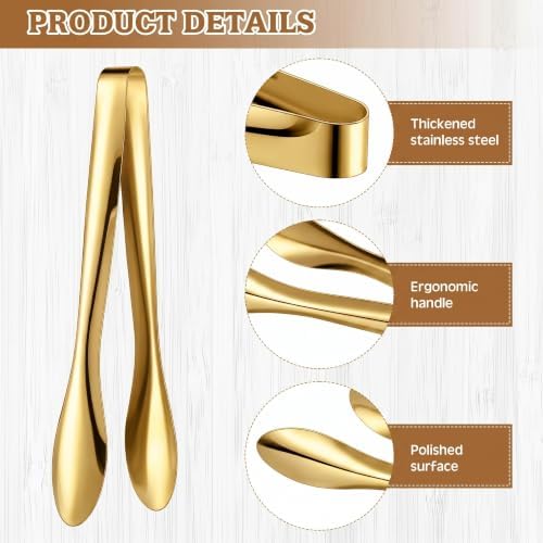 2 Pack Gold Polished Serving Tongs 9 Inch