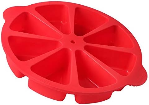 SHEbaking Scone Pan Silicone Triangle Cake Mold Scone Molds for Baking Nonstick Cornbread Pan 8 Cavity Pie for Pie,Pizza,Brownies (Red)