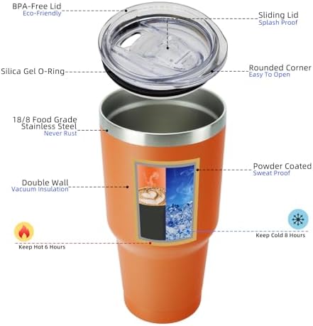 BJPKPK 30 oz Tumbler with Lid and Straw, Insulated Stainless Steel Cup