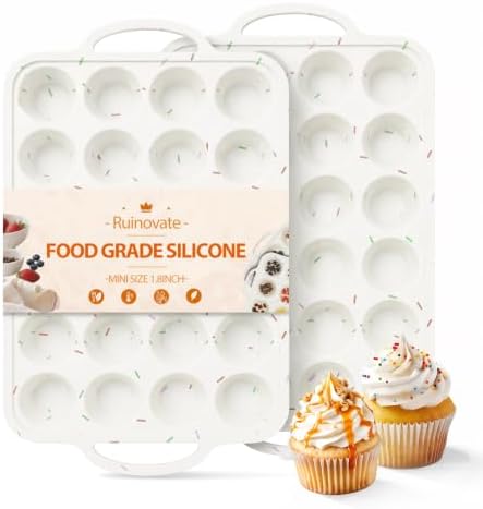 Silicone Mini Muffin Pans for Baking, 24-Cup Nonstick Cupcake Pan