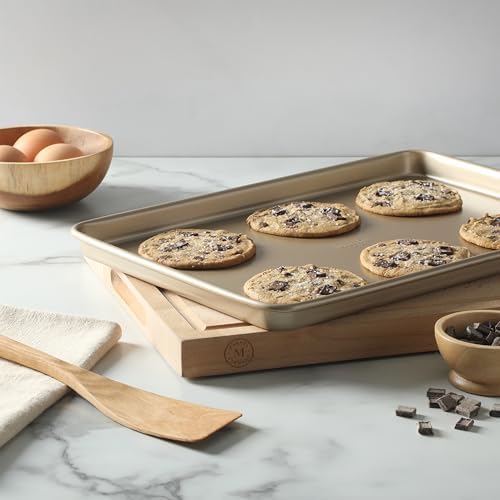 Martha Stewart Gallen 15 x 10 Inch Nonstick Carbon Steel Cookie Sheet – Champagne, Durable Bakeware for Even Baking and Easy Cleanup