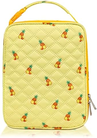 TuErCao Lunch Box Kids for School, Lightweight Small Lunch Bag for Boys Girls for School, Office, Picnic, Compact Reusable Clip LunchBox Fits Bento Boxes, Snack and Foods, Pineapple