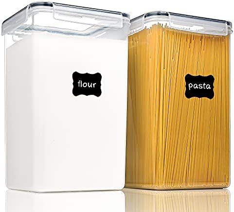 Large Food Storage Containers with Lids Airtight 6.5L / 5.9 quart, for Flour, Sugar, Baking Supply and Dry Food Storage, PANTRYSTAR 2PCS BPA Free Plastic Canisters for Kitchen Pantry Organization