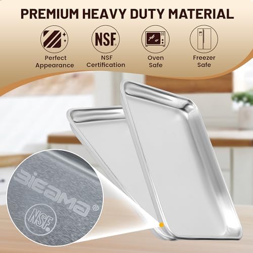 BIEAMA 6 Pack Quarter Size Aluminum Baking Sheet Pan, 13" × 10"
