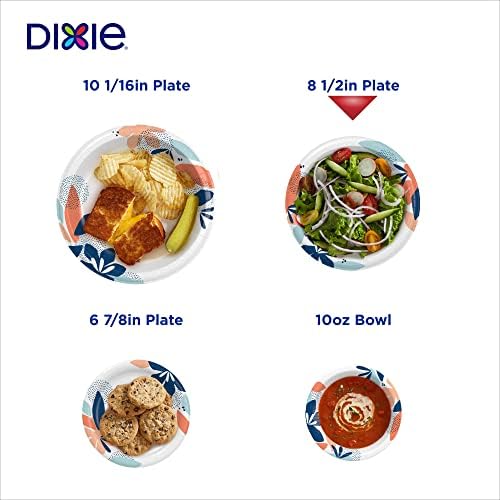 Dixie Medium Paper Plates, 8.5 Inch, 90 Count, 2X Stronger*, Microwave-Safe, Soak-Proof, Cut Resistant, Disposable Plates For Everyday Breakfast, Lunch, & Dinner Meals (Pack of 2)