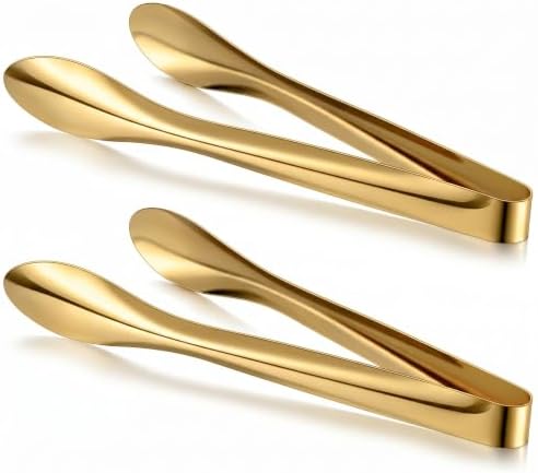 2 Pack Gold Polished Serving Tongs 12 Inch