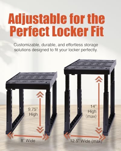 Piffny Locker Organizer Shelf， Adjustable Width and Height, Ideal Locker for School, Office, and Gym Lockers… (Pink)
