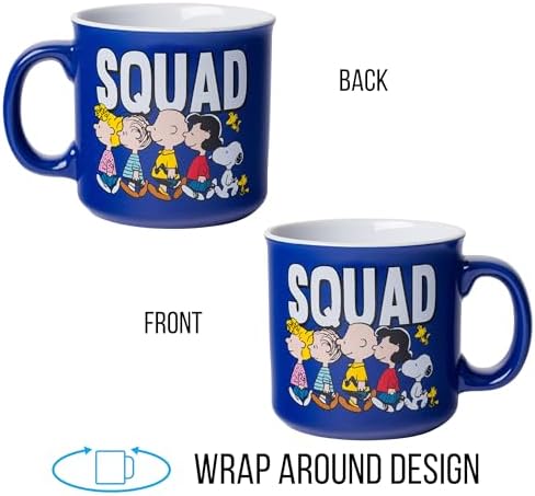 Silver Buffalo Peanuts Squad Ceramic Camper Mug, Classic Drinkware, 20oz