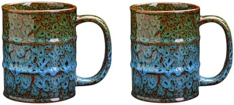 Coffee Mug,20 Oz Coffee Cups Ceramic Tea Cup Large Coffee Mug for Office and Home - Dishwasher and Microwave Safe Novelty Coffee Mug(2, Green and Blue)