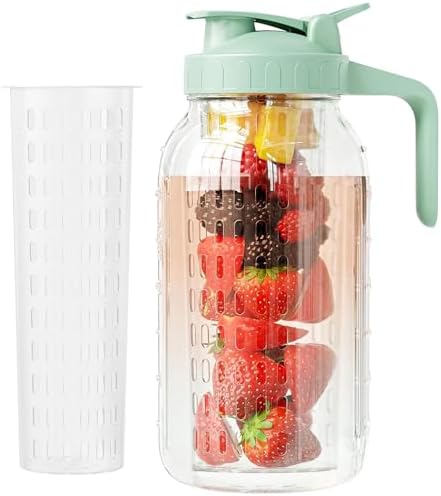 JunVpic Glass Mason Jar Pitcher, 64 oz Wide Mouth Jug