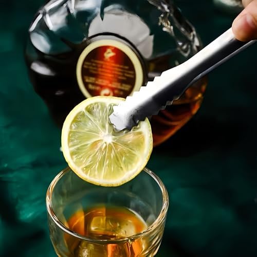2 Pack Stainless Steel Ice Tongs, 6 Inch Small Tongs With Black Silicone Handles Metal Tongs - Ideal for Ice Cubes, Fruits, Ice Buckets, Sugar Cubes, Home Kitchen Use Small Serving Tongs