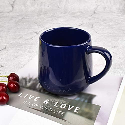 Bosmarlin Glossy Ceramic Coffee Mugs Set of 2, Tea Cup for Office and Home, 18 oz, Suitable for Dishwasher and Microwave(Royal Blue, 2)