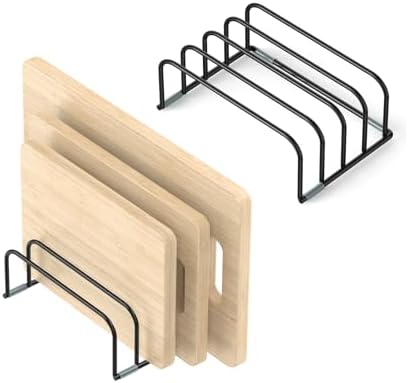 KORRTFID Cutting Board Storage Rack, Compact Cutting Board Organizer, Chopping Board Storage Stand Rack, Bakeware & Cookie Pan Sheets Organizer (2PCS 1.0 Inch)