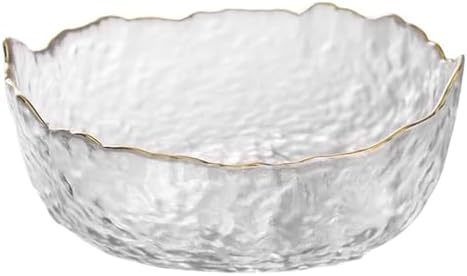 Glass Bowl for Salad Candy Fruit, Decorative Bowl-Crystal Clear Gold, 6.5"