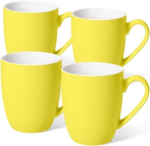Large Ceramic Coffee Mugs Set of 4 16oz(475ml) Tea Cups Idea Gifts Yellow