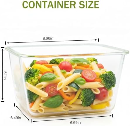 2 Pack Large Glass Food Storage Containers with Lids 85oz/10.5cup Big Airtight Storage Containers for Rotisserie Chicken Meal Prep Leftovers, BPA Free & Leak Proof, Microwave, Oven Safe (transparent)