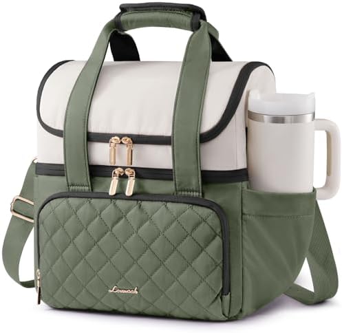 LOVEVOOK Insulated Lunch Box for Women,Large Double Deck Adult Lunch Bag