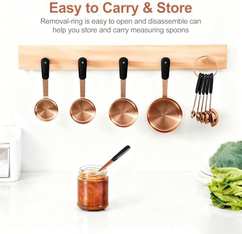 Bopei 10-Pcs Stainless Steel Measuring Cups & Spoons Set, Rose Gold