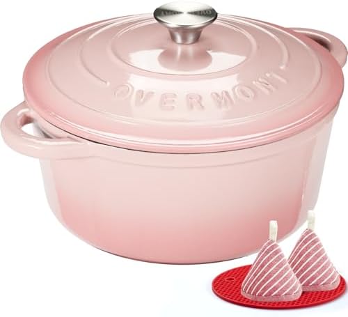 Overmont Enameled Cast Iron Dutch Oven - 7QT Pot with Lid Cookbook