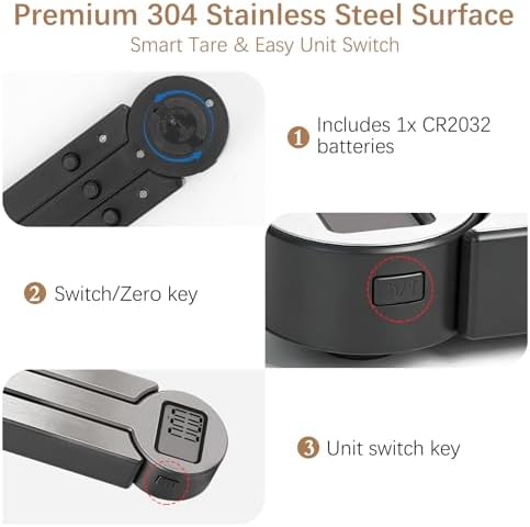 Folding Food Scale, Digital Kitchen Scale, Portable Food Scale Travel Scale for Food, Collapsible Mini Pocket Scale Grams and Ounces, Ideal for Diet Calorie Control Compact Kitchen (Silver/Black)